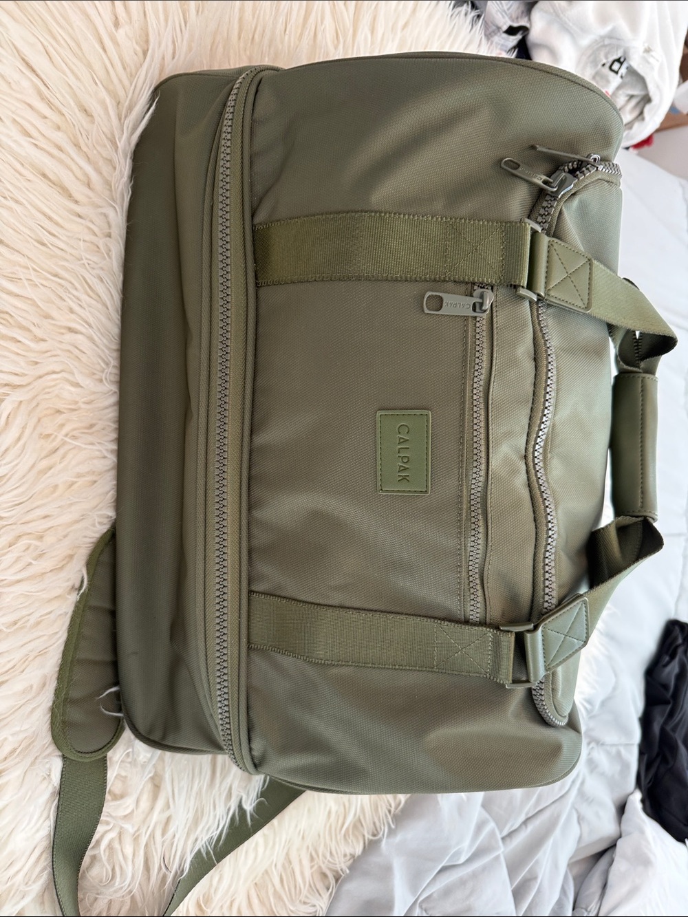 Like new Calpak Olive Green Duffel Bag with Dual Zippers
